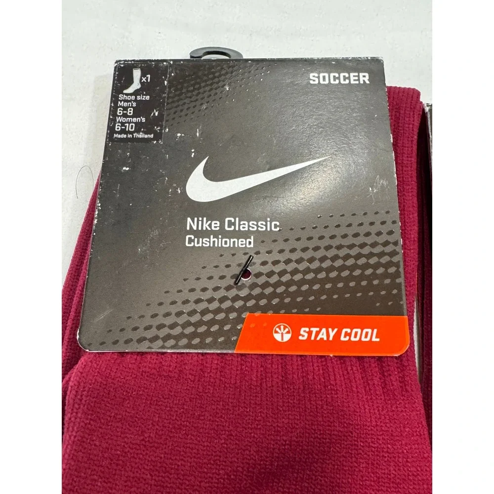 Nike Classic Cushioned Soccer Socks Dri-FIT Vapor Cardinal Red Medium New 2 Pair